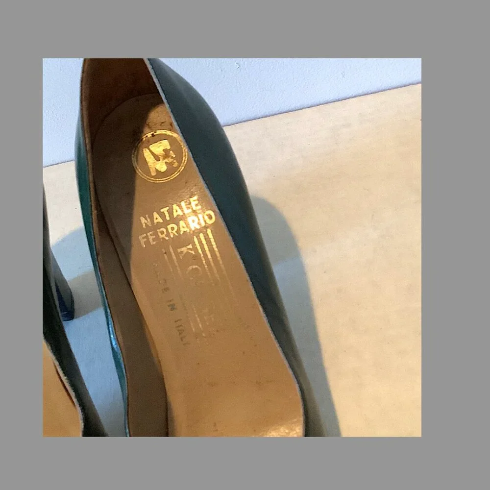 Kurt Geiger VINTAGE 1970S ITALY SHOES: Forest LEATHER Pumps , 2 1/2" heel - Picture 5 of 12
